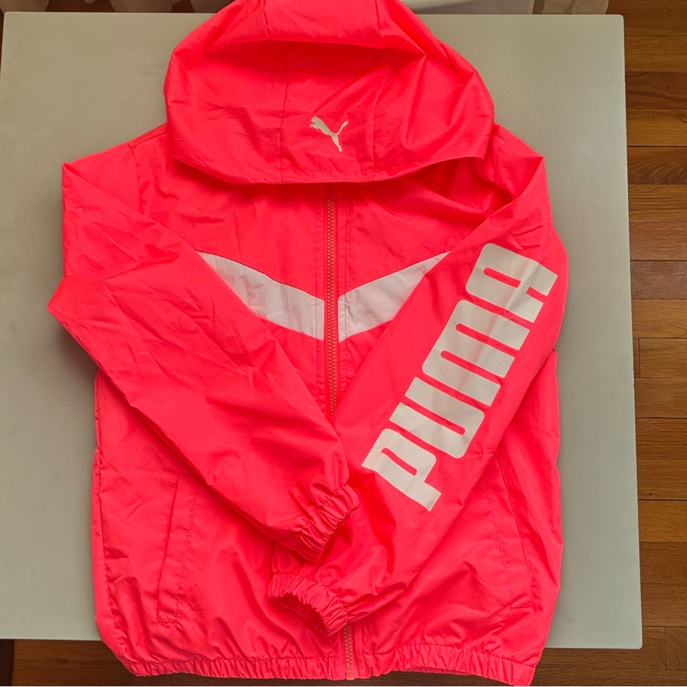 PUMA White and Pink Mesh Jacket